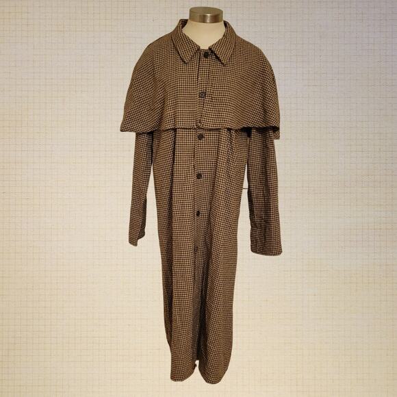 Detective Houndstooth Cape Coat Dark Academia Halloween Unisex L - Picture 1 of 7